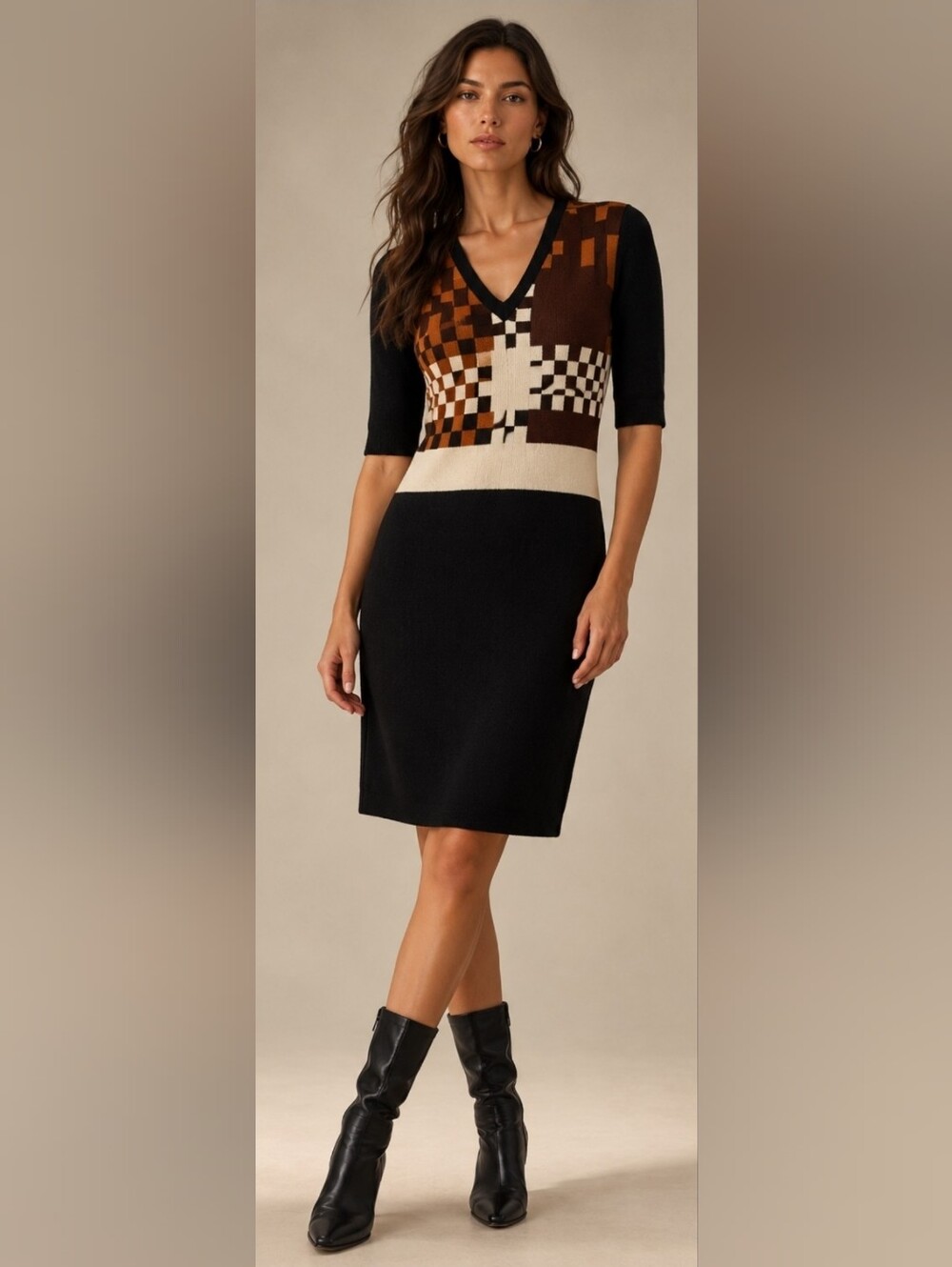 PiaNura Studio Vintage NWTs Made in Italy Wool Geometric Knit Sweater Dress